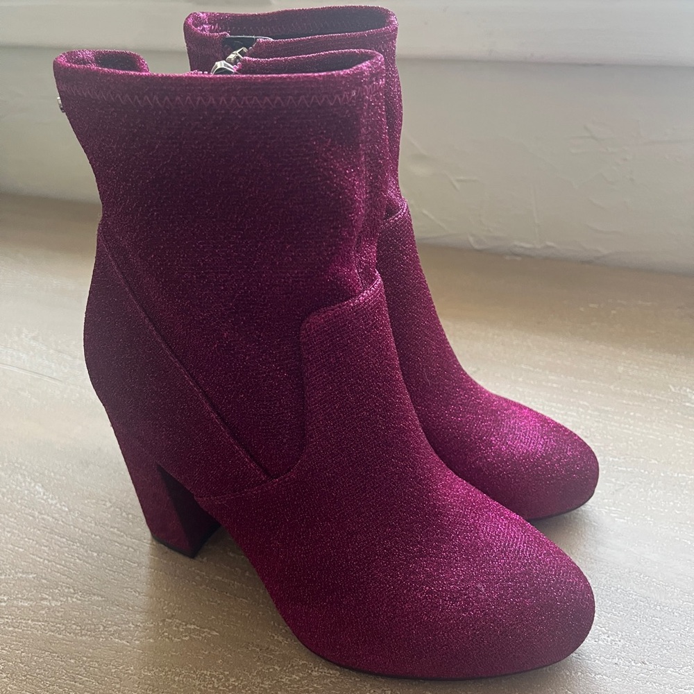 Sam Edelman Circus Pink Glitter Booties Sz 8 WIDE